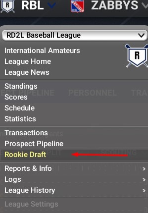 Open league menu and choose Rookie Draft