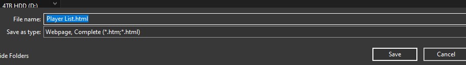 Save dialog naming file Player List.html