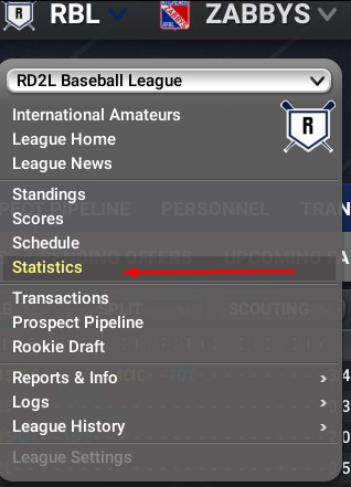 Open league menu and choose Statistics